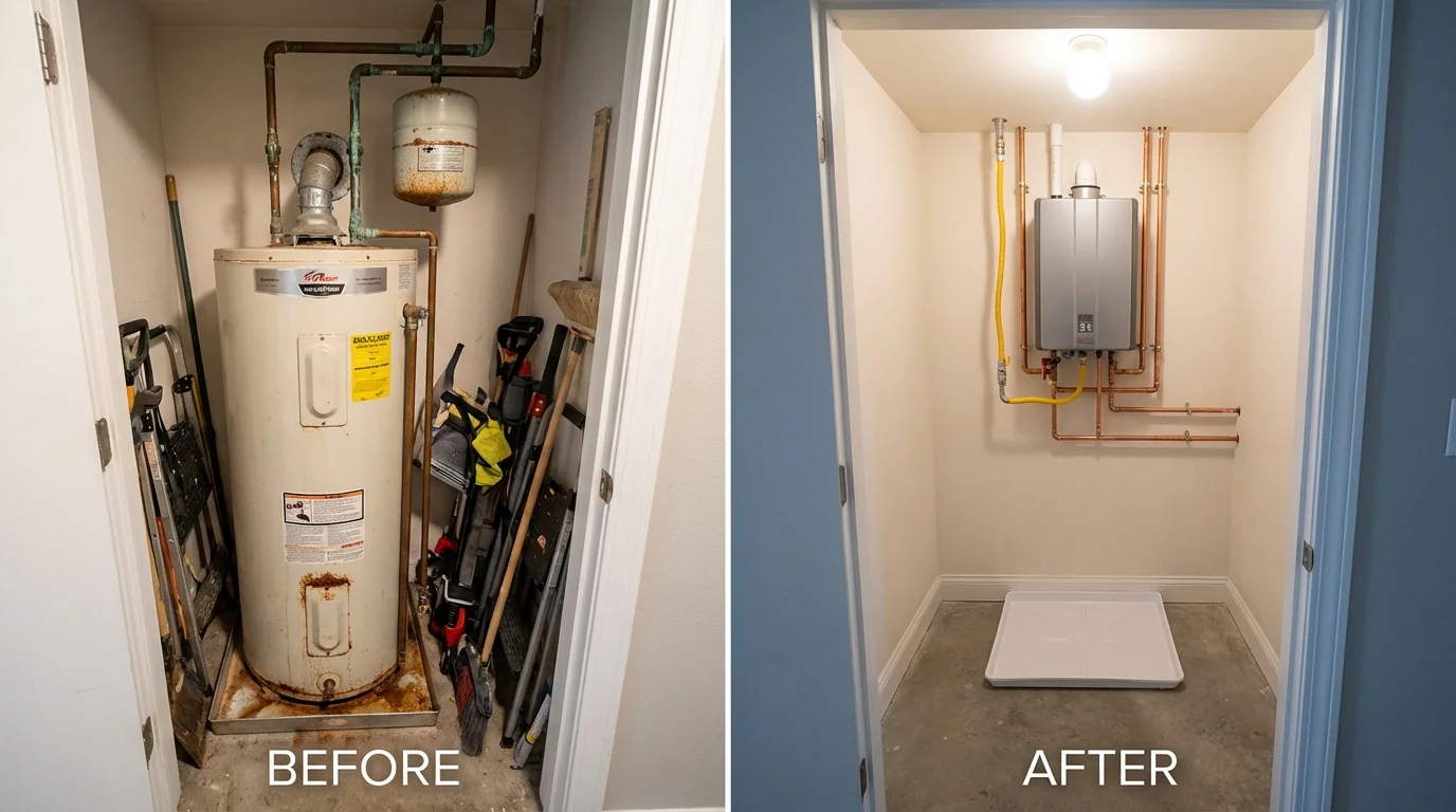 Tank water heater versus wall-mounted tankless unit comparison for Berlin, NJ homeowners